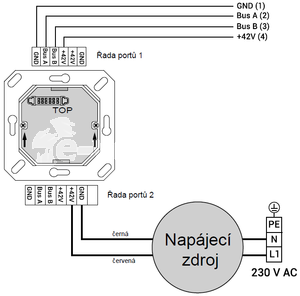 SmartFan – trafo 42V, na omítku, bez ovladače - Zapojení ovladače