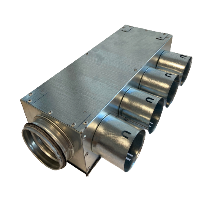 Distribučný box, bočné napojenie priemer 100 mm s izoláciou - DFR1-4x75/100/B